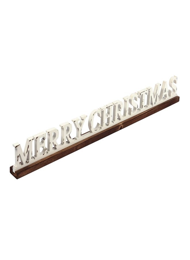Sintosin Farmhouse Merry Christmas Signs for Home Decor 36 inch, Handmade Distressed Finish White Winter Decor Christmas Wood Signs, Rustic Long Xmas Sign for Tabletop Shelf Mantle Living Room Bedroom - Image 1